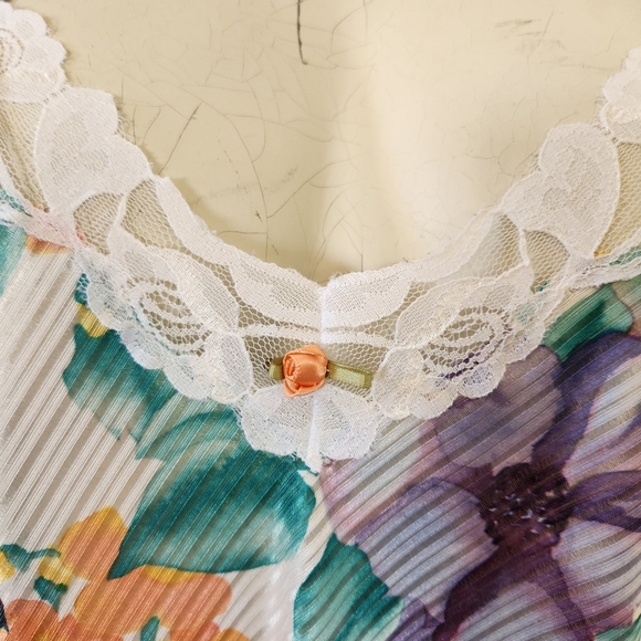 Vintage Floral Nightie Lingerie Sheer Slip Dress 90s 199ps Y2K Mini Fairycore - Picture 5 of 11